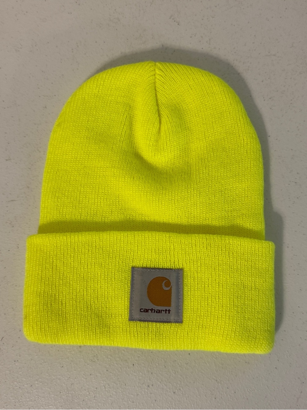 Carhartt A18 Beanie Knit Hat Winter Hi-Vis Neon Yellow Acrylic Knit Cuffed